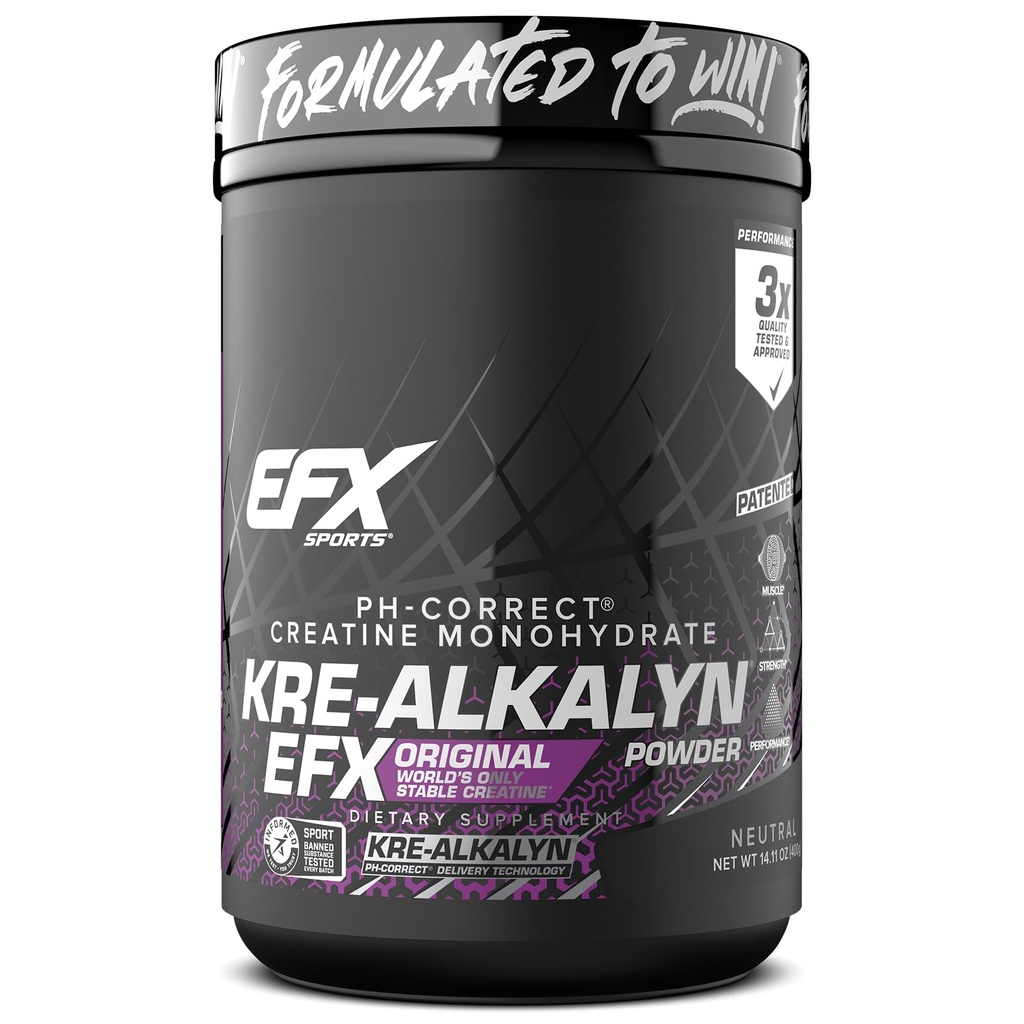 EFX Sports Kre-Alkalyn EFX Powder ← pH Correct Creatine Monohydrate Powder Suplemento ¦ Strength, Muscle Growth & Performance ← 266 Servings (Unflavored)