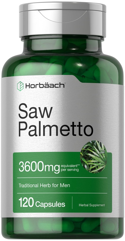 Horbäach Saw Palmetto Extract  120 Capsules ← Non-GMO y Gluten Free Formula ← Saw Palmetto Berries