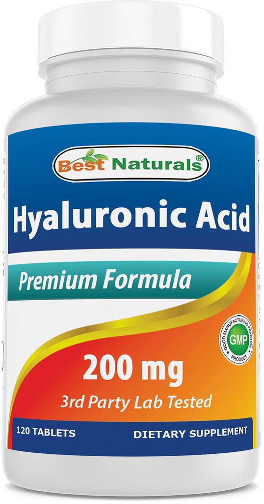 Mejores Naturales Ácido Hialurónico 200 mg 120 Tabletas (No-GMO, Gluten Free) - Promueve la habilidad saludable juvenil y la función conjunta saludable (120 Conteo (Pack of 1))