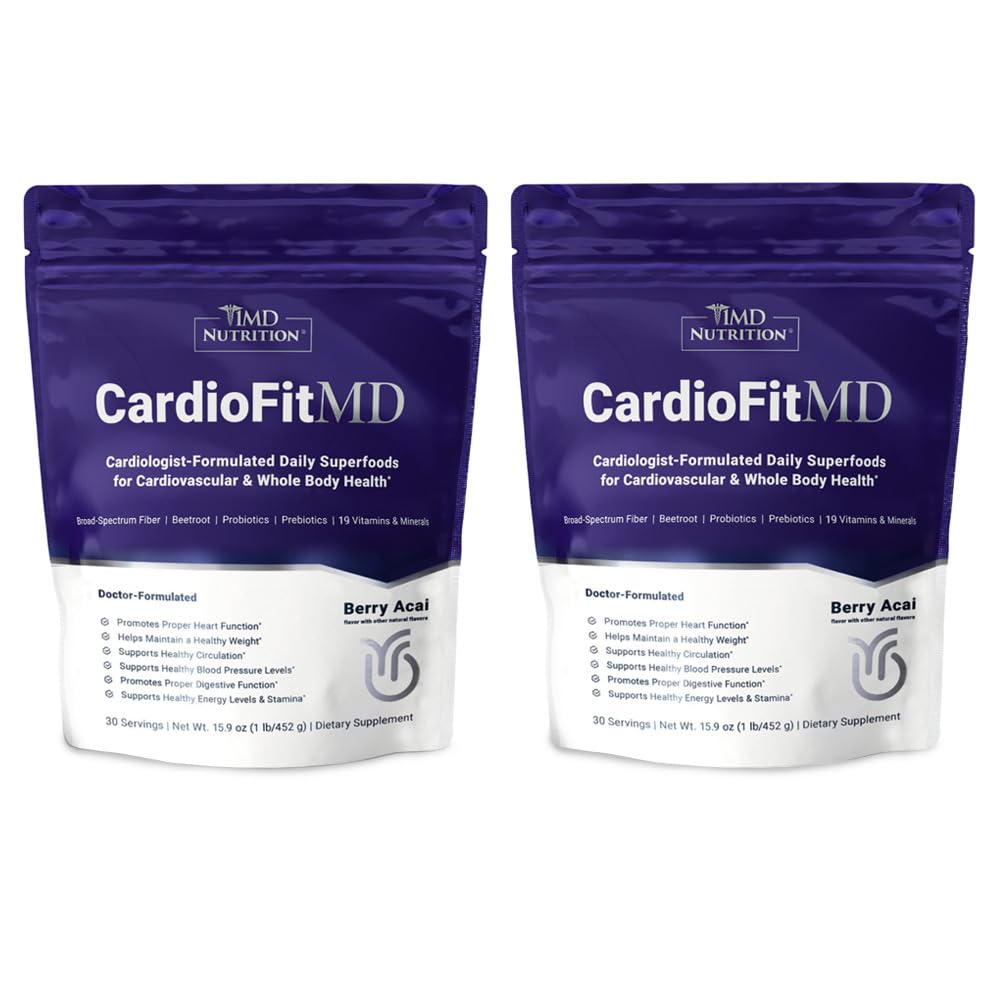 1MD Nutrición CardioFitMD - Beets Vegan Superfood Keto- Heart Health Powder - Nitric Oxide Supplement - Beet Root Powder for Healthy Blood Pressure & Circulation - High Fiber Drink - 30 Days (2-Pack)