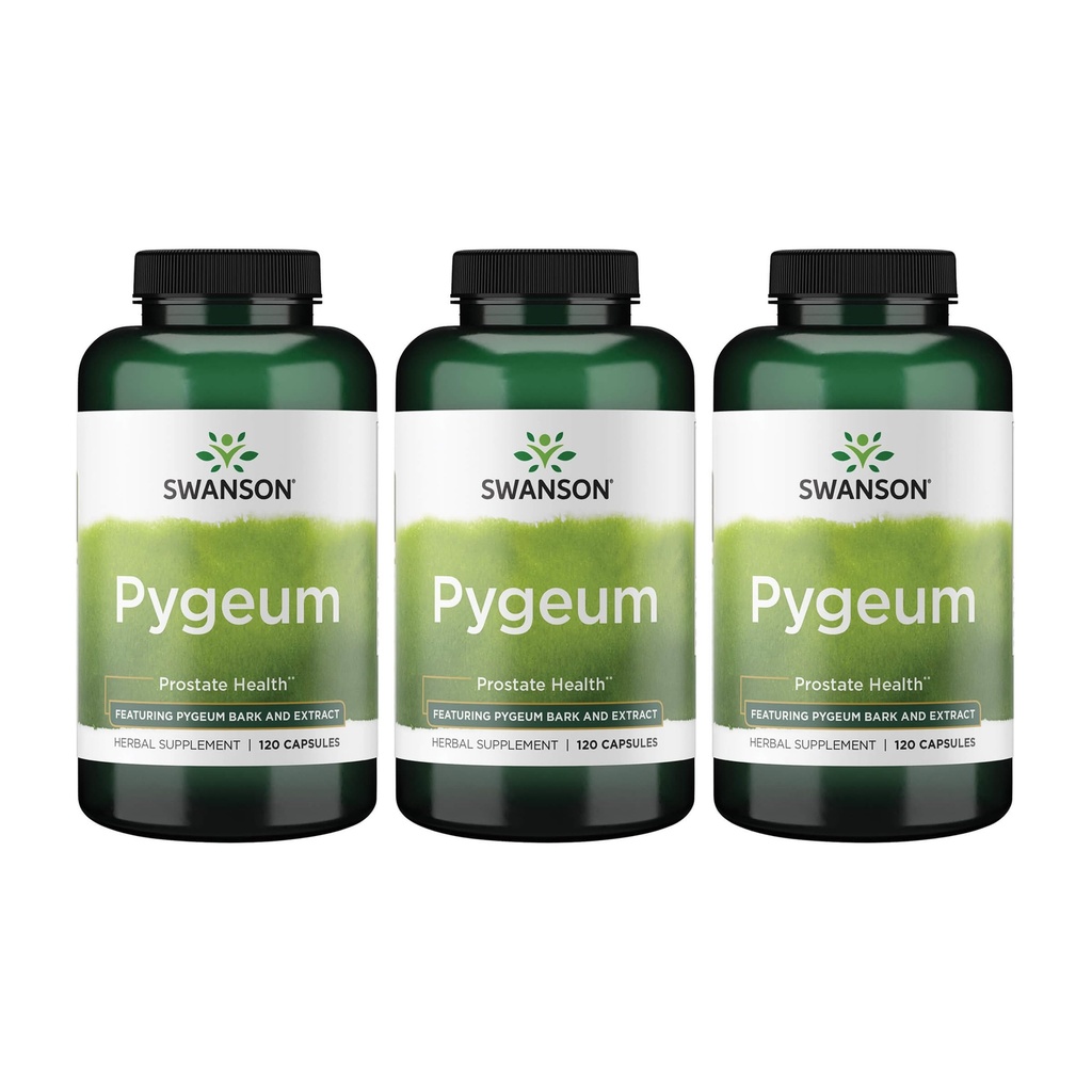 Swanson Pygeum - Suplemento Herbal - Suplemento de Salud Hombre - (120 cápsulas Cada, 400 mg) 3 Pack