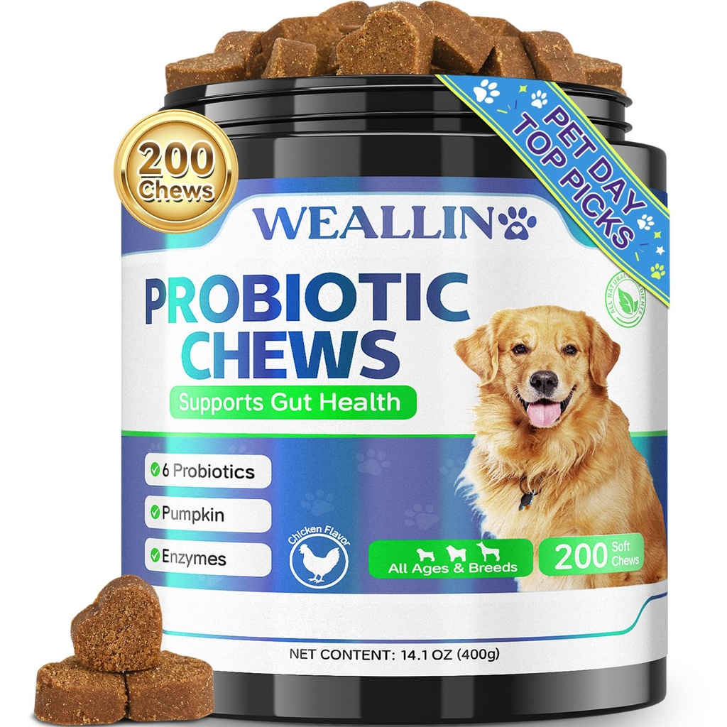 200 PCS Probióticos para perros - Píldoras Probióticas para la Salud Gut, Apoyo Digestivo &amp; Tratamiento de la Diarrea Tratamiento de la Diarrea para Mascotas - Probióticos, Enzimas Digestivos, Prebióticos, Pumpkin