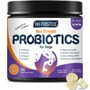 Probióticos para perros, probióticos de perros congelados y enzimas digestivas, más Omega-3 para picazón, prebióticos 3 en-1 para la salud digestiva, vitaminas de perros y suplementos para la salud inmunitaria, 120 bits