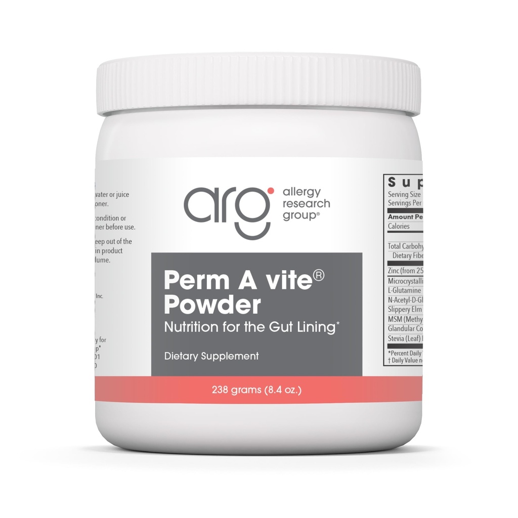 Allergy Research Group Perm A Vite Powder - Gut Health for Men &amp; Women, L-Glutamine, Slippery Elm - 8.4 Oz