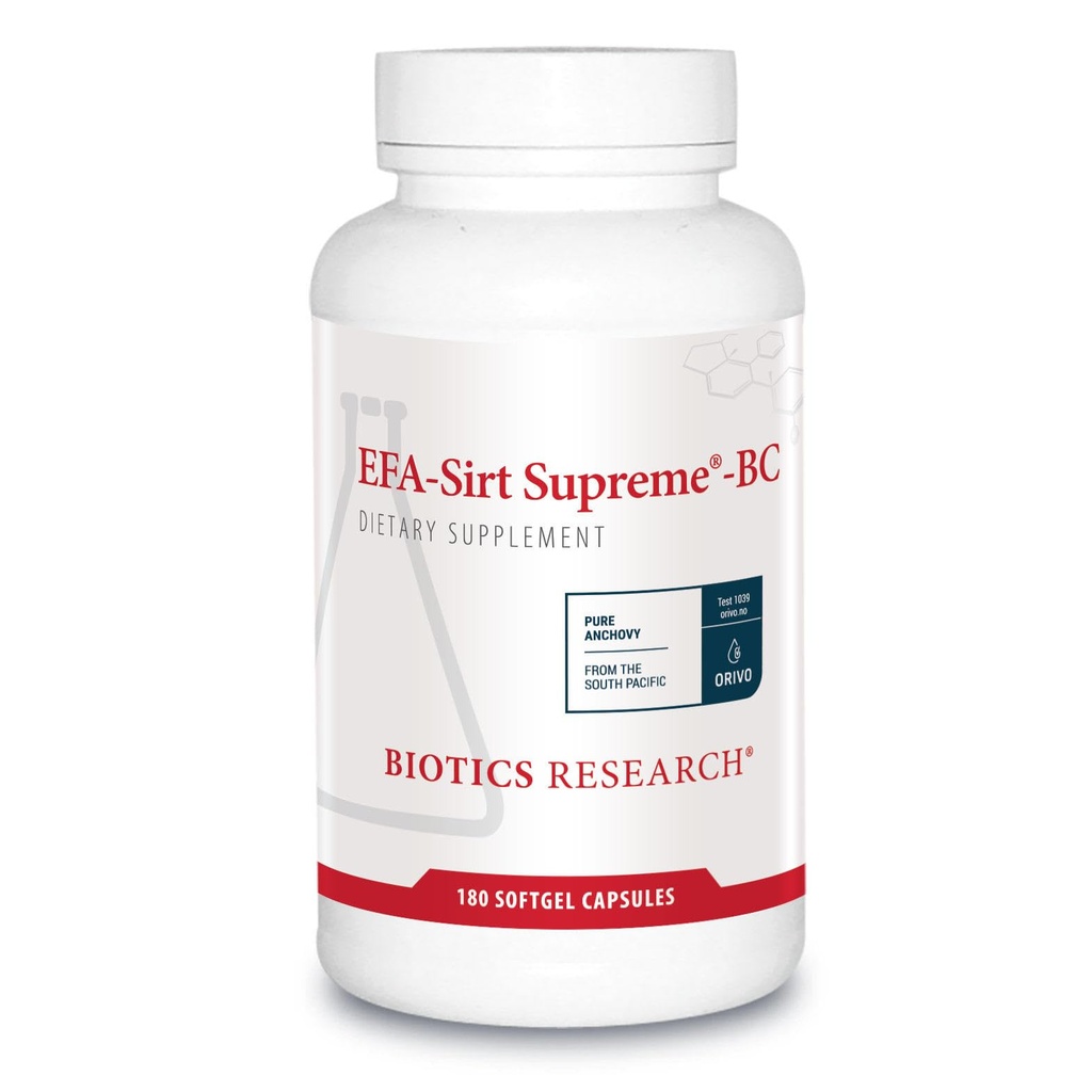 Biotics Research EFA-SIRT Supreme-BC EPA, DHA, GLA de Black Currant Seed Oil, Natural Mixed Tocopherols Cardiovascular Health Joint Comfort and Flexibility, 180 softgel Capsules