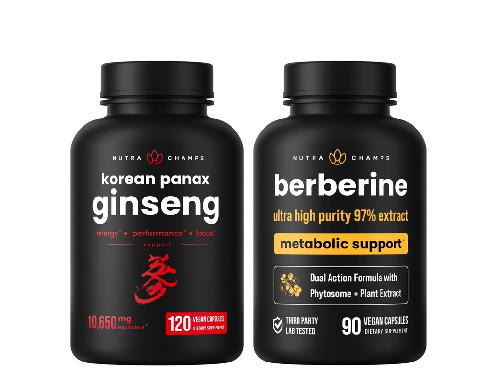 NutraChamps Energy &amp; Metabolic Support: Ginseng &amp; Berberine Duo