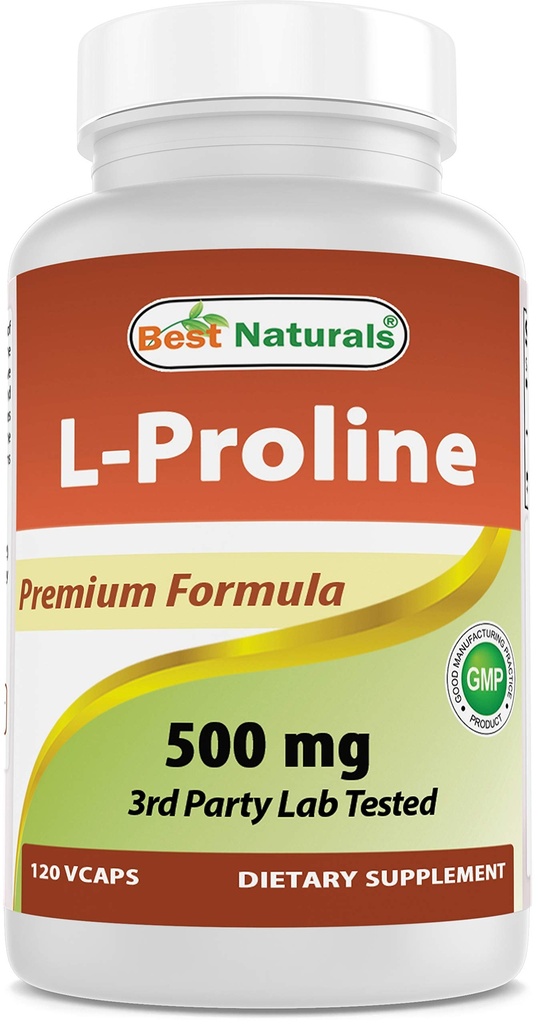 Best Naturals L-proline Amino Acid Dietary Suplemento 500 Mg, 120 Conde (817716014456)
