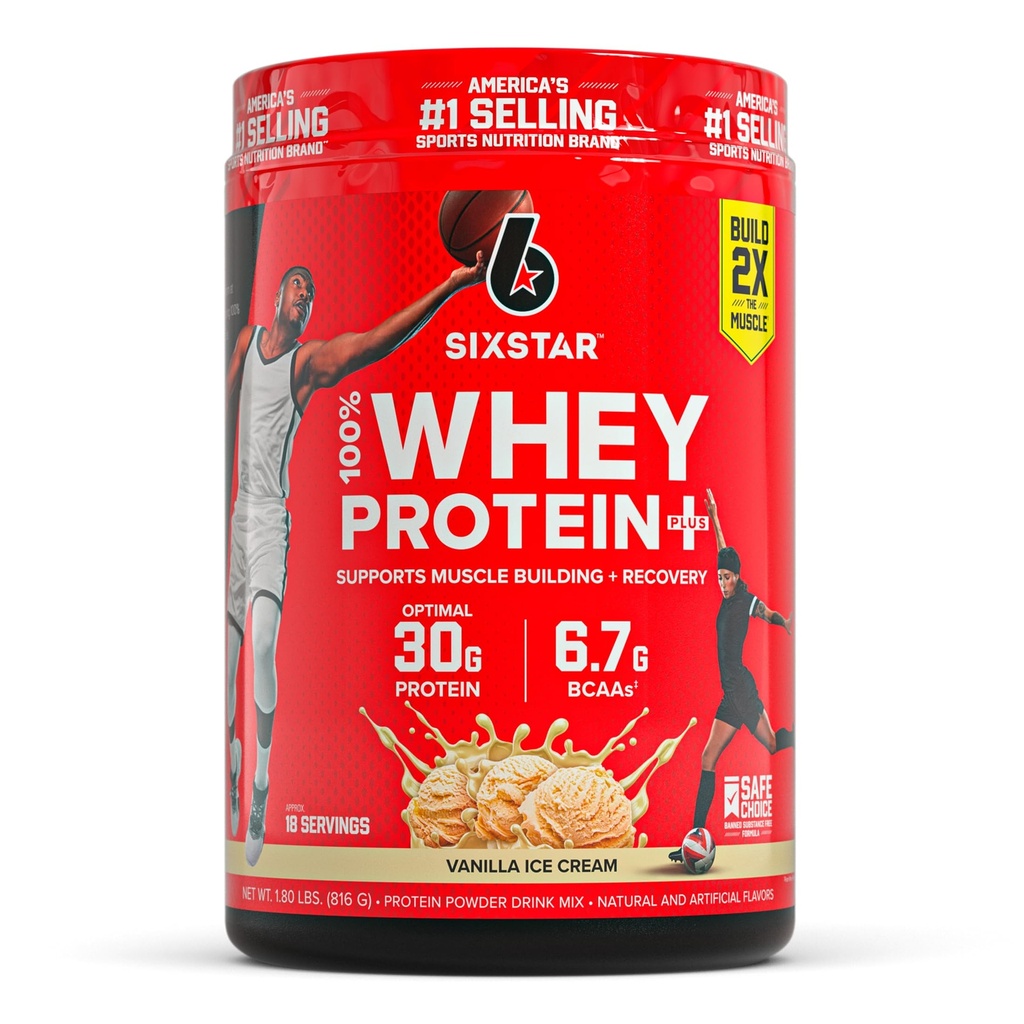 Six Star Whey Protein Powder Plus - Muscle Building " Recovery Formula with Whey Isolate Powder, BCAAs, 30g Protein, Immune Support - Post-Workout Supplement - Vanilla Cream, 1.8 lbs