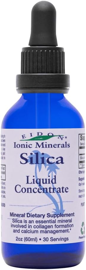 Concentrado mineral de sílice líquido de Eidon - Suplemento de sílice gotas para el cabello, la piel y las uñas, soporta la producción de colágeno, ayuda a manejar el calcio, no azúcar añadido - 2 oz