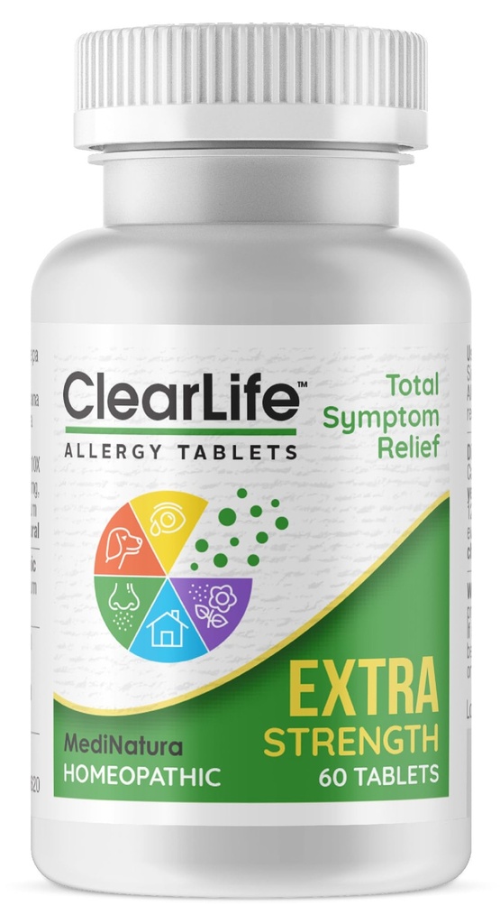 ClearLife Extra Strength Multi-System Alergía Aliviando Homeopática Remedy - 15 Activos Poderosos Proveer Potent Máxima Congestión, Itchiness & Sinus Pressure Relief - Non-Drowsy - 60 Tablets