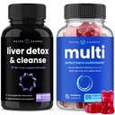 NutraChamps Liver Cleanse Detox Capsules and (2-Pack) Hombres Multivitamin Gummies Bundle