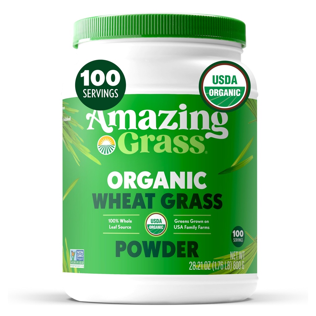 Asombroso Grass Wheat Gras Powder: 100% Whole-Leaf Wheat Grass Powder for Energy, Detox &amp; Immunity Support, Chlorophyll Provide Greens, 100 Servings