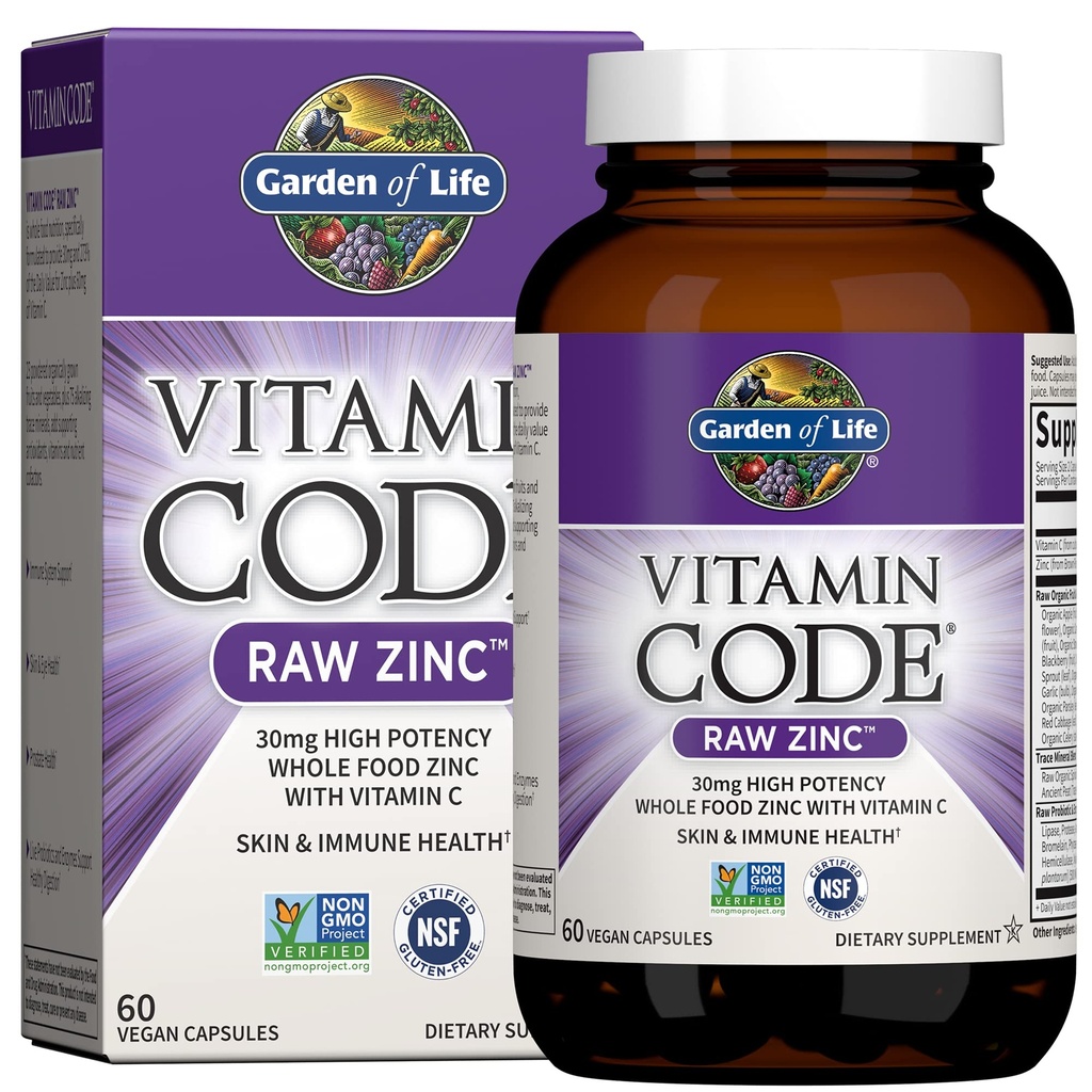 Jardín de la vida Código de vitaminas Raw One Hombre Multivitamina con suplementos de zinc para la salud de la inmune y la piel, 30 cápsulas