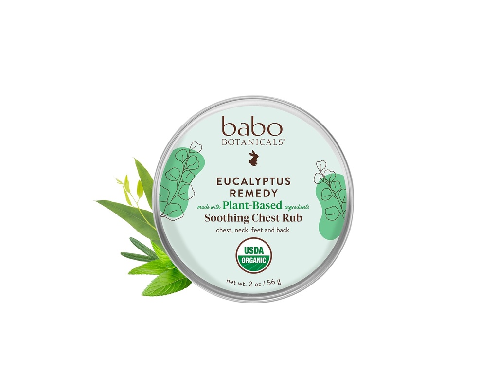 Babo Botanicals Eucalyptus Remedy Soothing Chest Rub - USDA Organic - Calming relief with eucalyptus, lavender &amp; rosemary essential oils - Made without Camphor or Petroleum - For age 3+