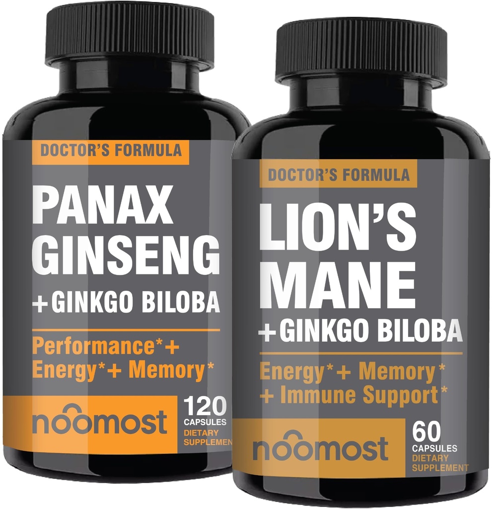 Nomost Korean Red Panax con Lions Mane Suplementos con Ginkgo biloba para el bienestar saludable y estilo de vida.
