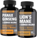 Nomost Korean Red Panax con Lions Mane Suplementos con Ginkgo biloba para el bienestar saludable y estilo de vida.