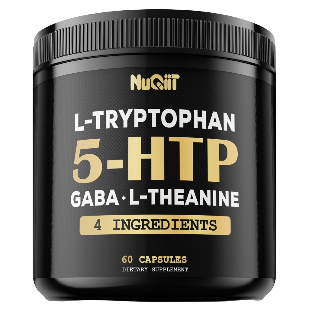 5 HTP 200mg GABA 500mg L-Theanine 200mg L-Tryptophan 100mg Suplemento - Soporte Cerebro, Circulación Salud, Concentración &amp; Descanso Bueno - 60 cápsulas para 1 Mes - 4in1 Premium Blend