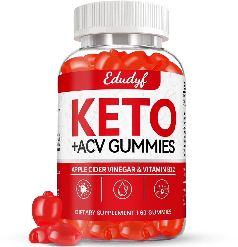 Keto ACV Gummies - 60 cuenta Gluten-Free, Gelatin-Free Apple Cider Vinegar Gummies with B12 for Keto Support, Vegetarian, Unique Flavor, Convenient Bottled Supplement for Men &amp; Women