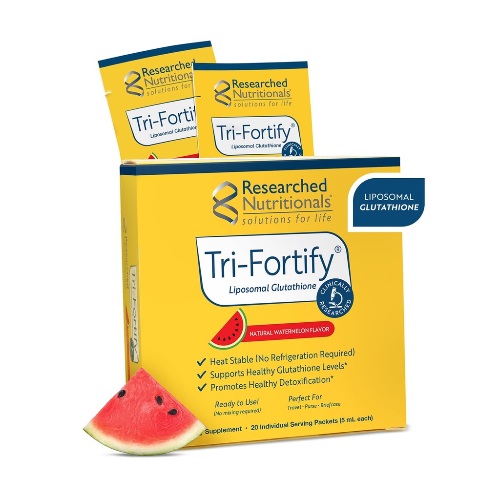 Glutathione Liposomal (450mg) Gel líquido + vitamina C - Tri-Fortificar - Ayuda Energía natural, Apoyo Inmunitario " Detox - Investigación clínica para Absorción, Watermelon (20 Packets)