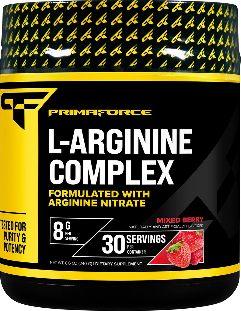 Primaforce L-Arginine Complex Powder (30 Servings Per Bottle ← Mixed Berry) Powerful Protein Building Supplement for Maximum Gains