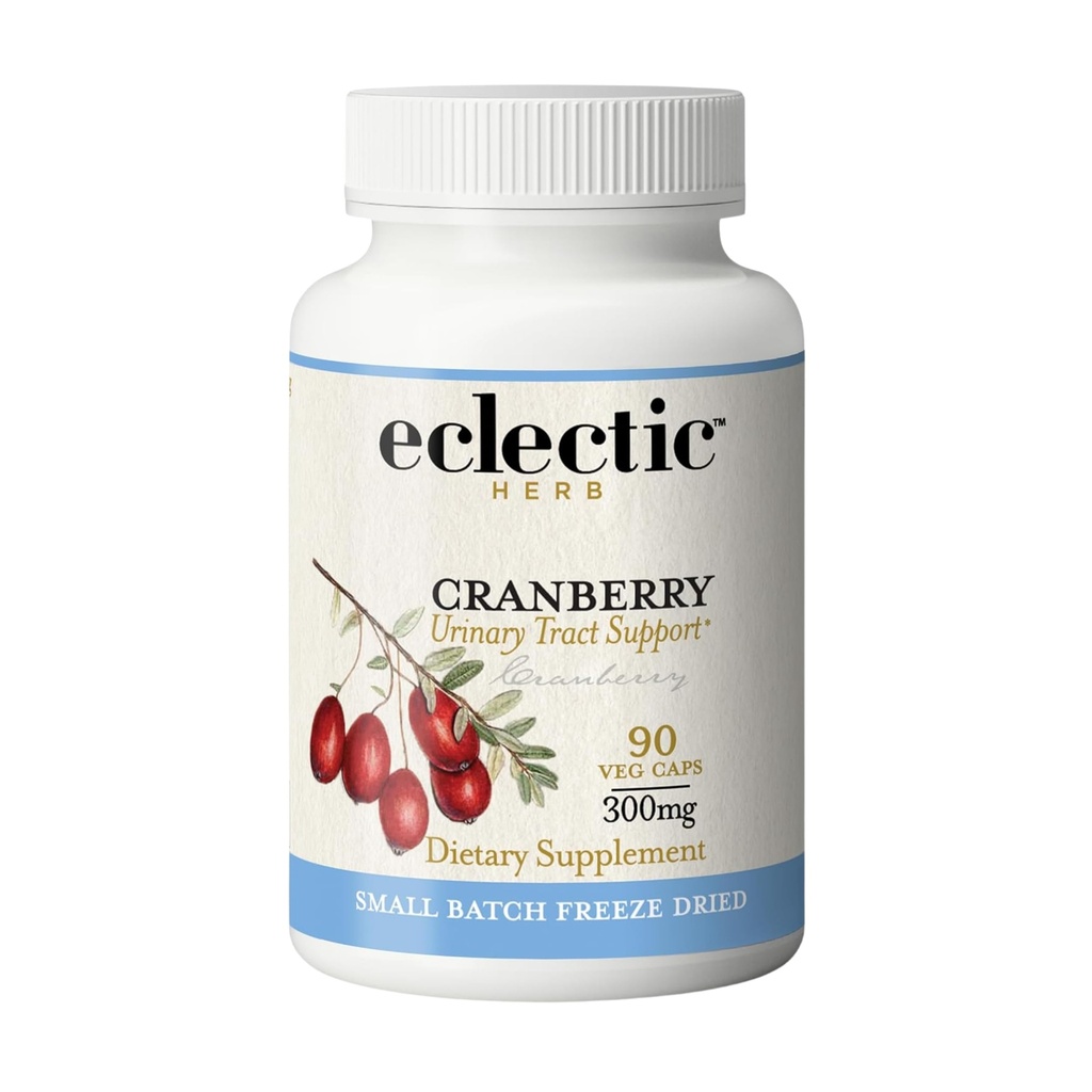 ECLECTIC INSTITUTE Raw Fresh Freeze-Dried Non-GMO Cranberry tóxico Urinary Tract Support ← 90 CT (300 mg)