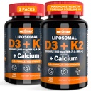 Vitamina D3 20.000 UI + K2 Vitamina (MK4 &amp; MK7) 200mcg + Calcio Citrato, Vitamina Optimal D3 K2 Softgel - Hueso fuerte &amp; musculo, Absorción de calcio, Ayuda a las deficiencias de vitamina D, Fácil de Tragar, 2Pack