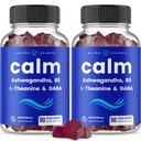NutraChamps Calm Gummies, Stress Gummies Suplemento con Ashwagandha, L-Theanine, GABA, Vitamina B6 &amp; Lemon Balm, 90 Gummies (Pack of 2)