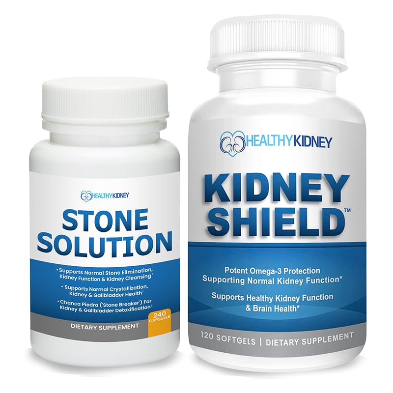Solución de piedra Capsules- Dissolver natural, Apoyo a la Piedra de Riñón & Limpiador de Riñón, 60 Serviciones + Escudo de Riñón 120 Caps Suplemento de Riñón para apoyar la función normal del riñón y apoyar la salud del riñón