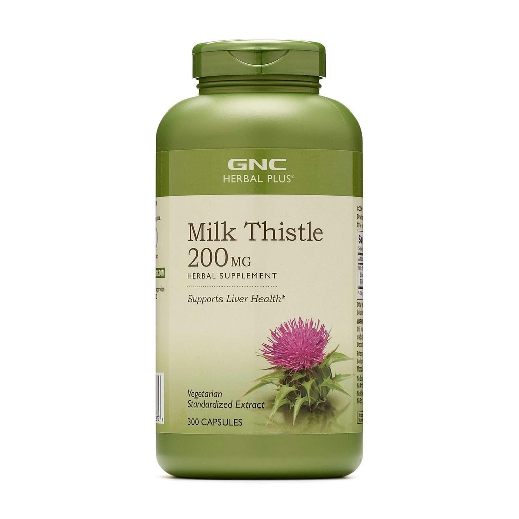 GNC Herbal Plus Milk Thistle 200mg Suplemento, Vegetariano, soporta la función saludable del hígado, 300 servicios
