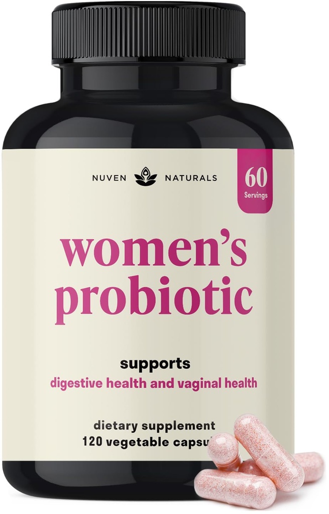Probiótico de 3 en-1 Mujeres - 60 Serviciones - 12 Strains Únicos, Prebióticos, D-Mannose, " Arándano para la Salud Digestiva, Salud Vaginal " Apoyo Inmunitario - Prebióticos y Probióticos para Mujeres