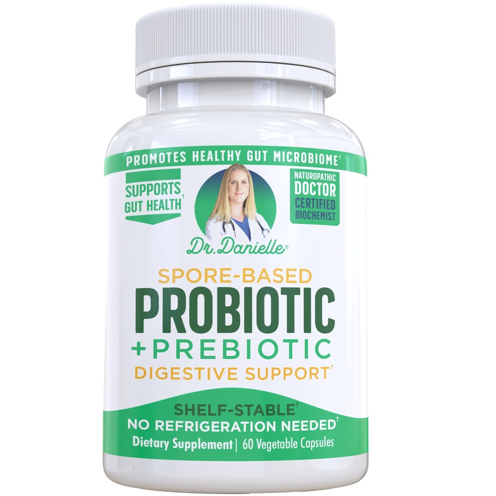 Dr. Danielle Probiótico - Probióticos para Mujeres y Hombres, Adultos por Dr. Danielle - Suplemento Probiótico Estable - No Necesario de Refrigeración - Bacillus - 60 cápsulas