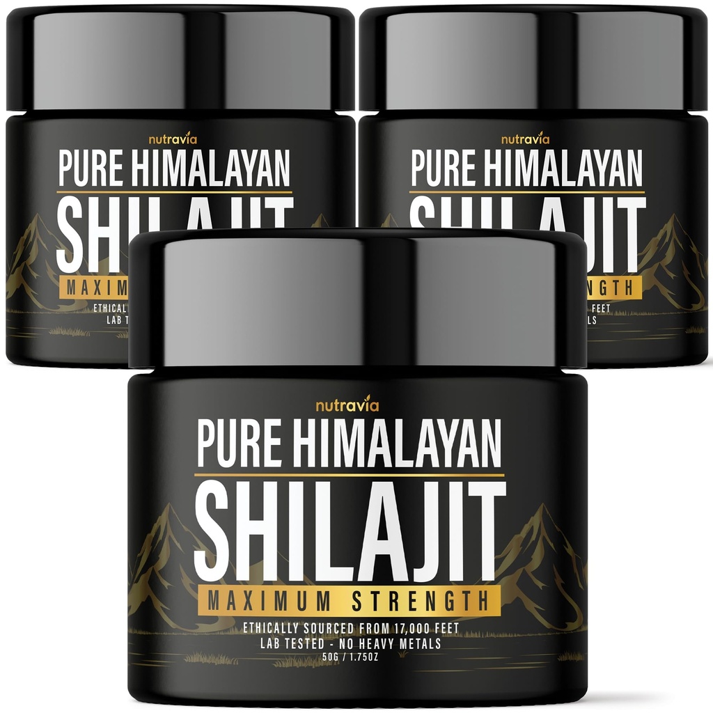 (3 Pack) Shilajit Pure Himalayan Organic Resin - Natural Authentic Lab Tested Formula for Hombres, Mujeres - No Heavy Metals - 600mg Max Strength with 85+ Trace Minerals Golden Grade Shilajit Supplement