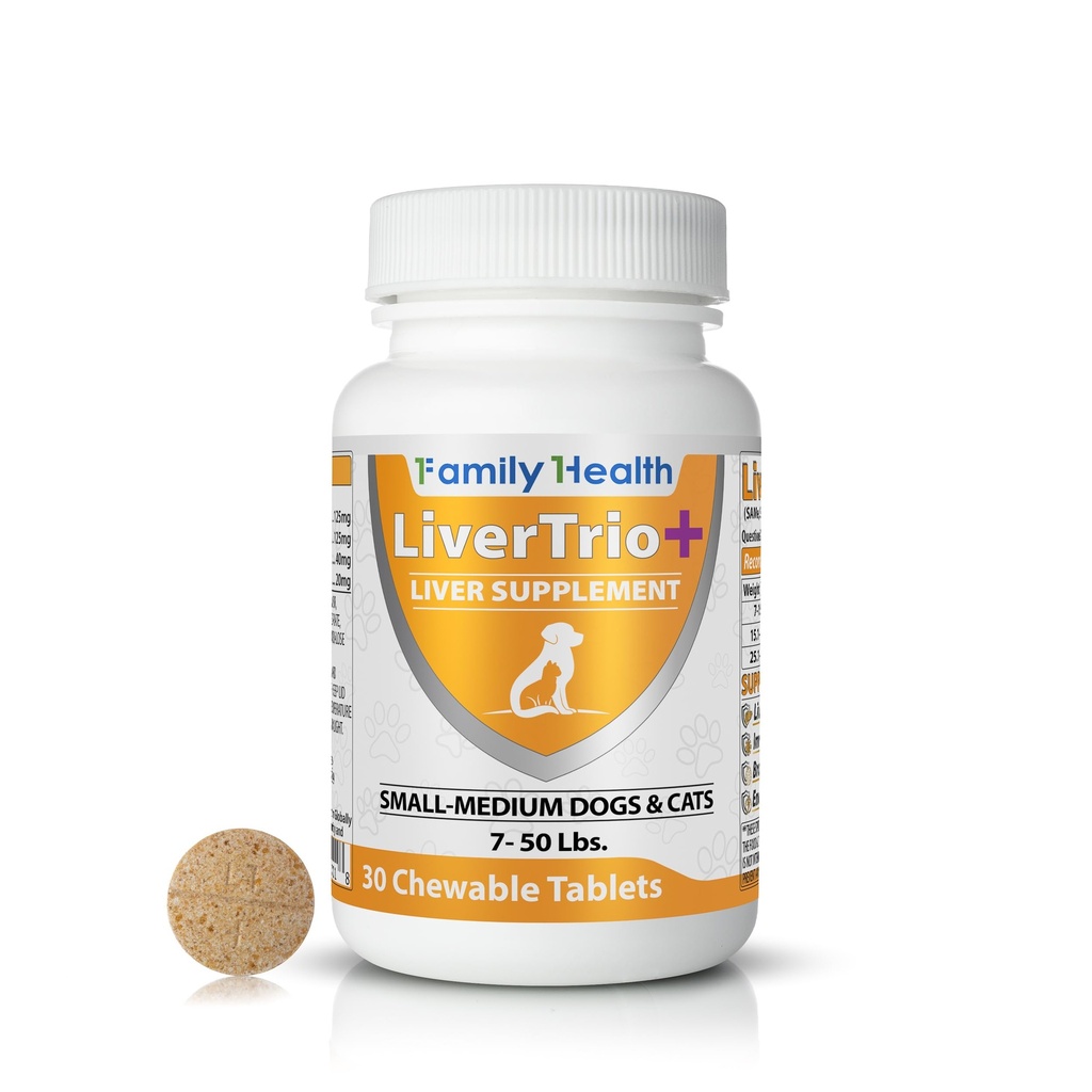 Suplemento completo de soporte para perros pequeños. Flavorful Chewable Tablets Combining Same, SPC, Silybin A+B, + Glutathione 30Ct (Small - Medium)