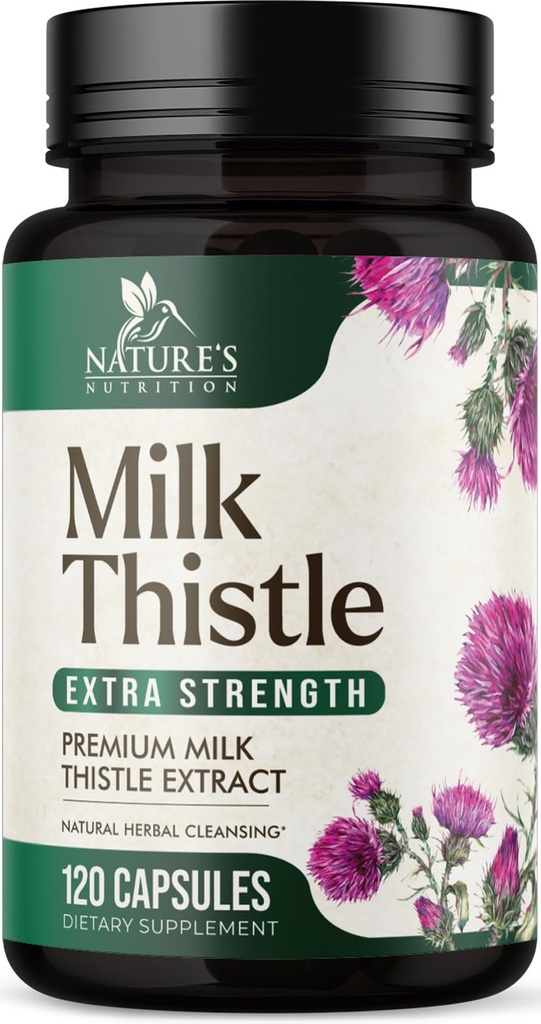 Extracto de esteto de leche - Limpiador de hígado &amp; Reparar Fórmula - Carga de leche natural con Silymarin Marianum &amp; Extracto de Dandelion - Suplemento de salud de hierbas naturales - Hecho en EE.UU. - 120 cápsulas