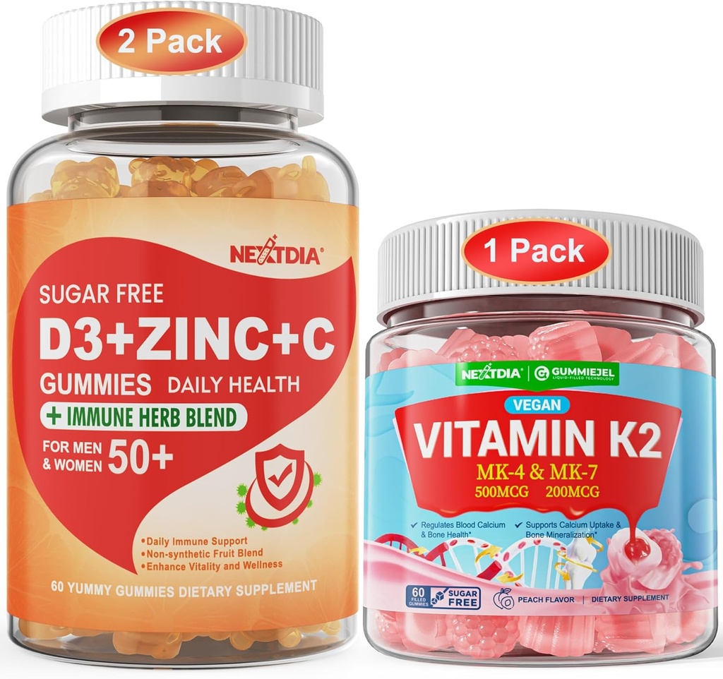 Agrupación: Vitamina C + D3 + Cigüeñas Zinc para adultos 50 + &amp; Vitamina K2 Gummies