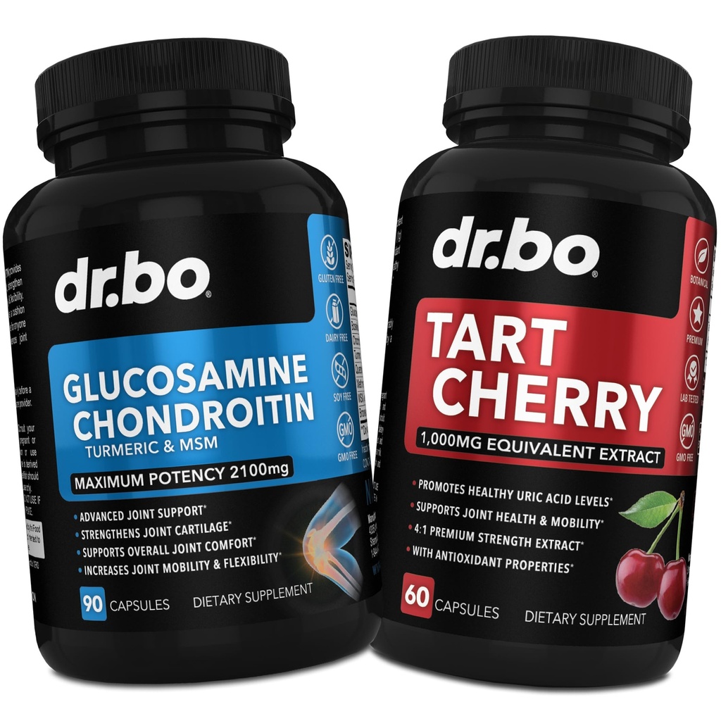 Glucosamine Chondroitin MSM Turmeric " Tart Cherry - Joint Health Supplement Knee Bone " Joints, Purge Uric Acid Cleanse Flush Antioxidant Pills - Joint Support Pills " Tart Cherry Extract Capsules