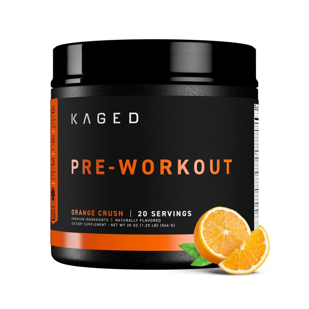 Kaged Original Pre Workout Powder ← Orange Crush ← Pre-Workout with Creatine, Beta Alanine, L-Citrulline, BCAAs tención 274 mg Orgánica Caffeine ← Pre Supplements for Men &amp; Women TEN 20 Servings