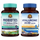 Vitalitown Gut-Skin Bundle (Pack of 2) ¦ Probiotics 120 Billion CFUs (Item 1) & Hyaluronic Acid (Item 2) ← 30 + 90 Capsules