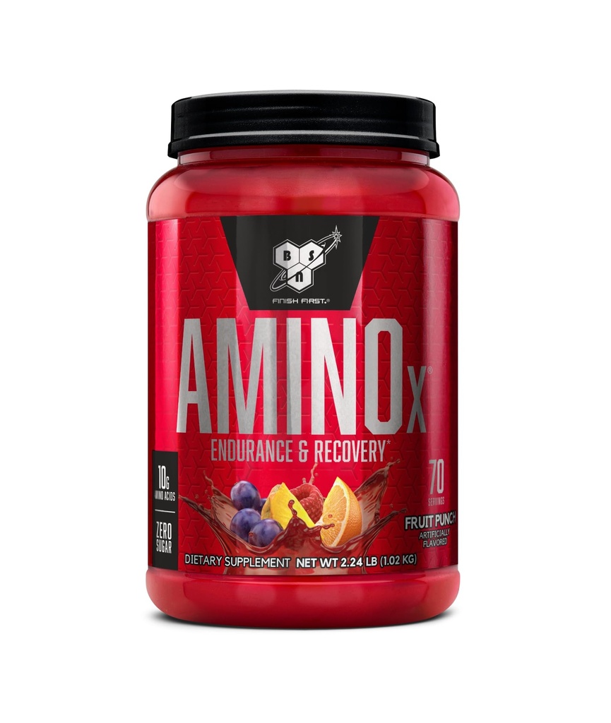 BSN Amino X Muscle Recovery ' Endurance Powder with BCAAs, 10 Grams of Amino Acids, Keto Friendly, Caffeine Free, Support Endurance, Zero Sugar, Fruit Punch, 70 servings (Packaging May Vary)