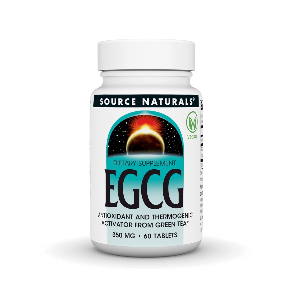 Fuente Naturales EGCG, Antioxidante y Activador Termogénico de Té Verde, 350 mg - 60 Tabletas
