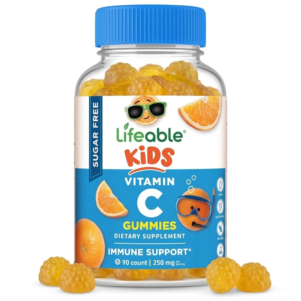 Vitamina C gratis para niños – 250 mg – Gran Tasting Natural Flavor Gummy Suplemento – Vegetariana GMO- Vitamina Chewable Libre – para el apoyo inmunológico – para niños – 90 Gummies