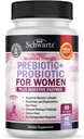 Prebióticos y Probióticos para Mujeres - con Cohosh Negro y Clover Rojo para Gut, Vaginal e Immune Health Support, Whole Food Digestive Enzymes Capsules, Lactobacillus Probiotic Supplement, 60 Count