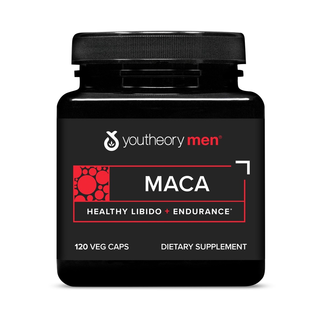 Teoría Hombres Maca - Suplemento Vegan Maca para Hombres - Soporta Energía, resistencia* - Dairy, Soy &amp; Gluten Gratis - 120 cápsulas vegetales