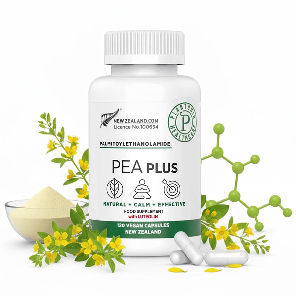 Nueva Zelanda - Palmitoylethanolamide 600mg + Luteolina - Micronized Pea Suplementos - 120 Vegan Capsules
