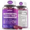 Resveratrol Supplement 1500mg - Resveratrol Gummies Supports NAD+, NMN & NMNH Synergy, with Quercetin, Grape Seed, Acai Berries Extracts for Antioxidant, Healthy Aging &amp; longevity, Skin, Brain - 2Pcs