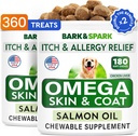 BARK limitadaSPARK (Pack of 2 Omega 3 for Dogs - 360 Fish Oil Chews for Dog Shedding, Skin Allergy, Itch Relief, Hot Spots Treatment - Joint Health - Skin & Coat Supplement - EPAÑA Ácidos grasos