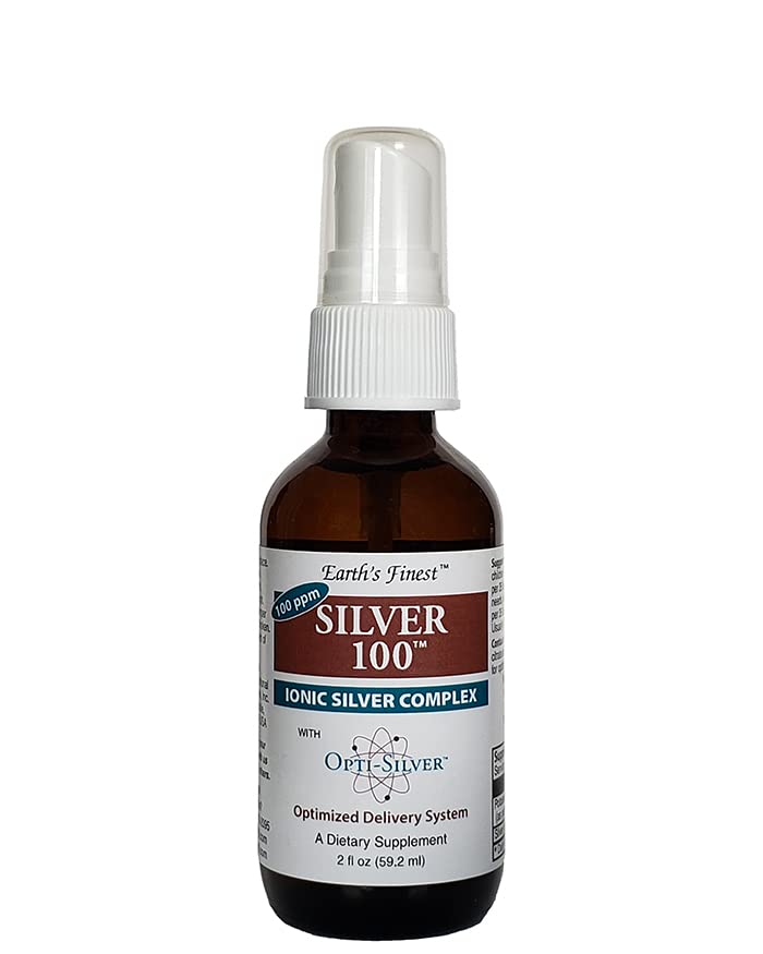 Complejo de plata 100 Ionic con sistema de entrega optimizado Opti-Silver para soporte inmunitario - 100 ppm, 2oz (59.2mL) - Spray