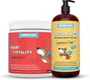 WONDER PAWS Heart + Vitality Superhero Chews Plus Omega Max Fish Oil - para perros Heart Health, Skin and Joint Care & Immune Support - Heart + Vitality 90 Chews - Omega Max 16 Ounces