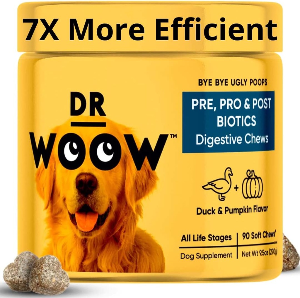 Probióticos para perros, probióticos para perros y enzimas digestivas, pato &amp; calabaza Suplementos probióticos para perros, vitaminas para perros Probióticos de perros y prebióticos para perros, Alivio de gas para perros