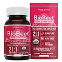BioBeet® Max Strength Beet Root Capsules - 21:1 Concentrate, Cada Serving Derivado de 28,350 mg Organic Beetroot - Absorción Mejora con BioPerine® Black Pepper Extract (60 cápsulas)